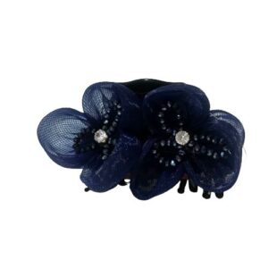 Заколка-краб для волос «Цветы» цвет «Синий»