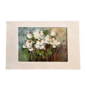 Картина на бумаге маслом «Белые розы»
